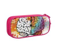 HEBSDFG Left and Right Brain Advantage Print Cute Pencil Case Pouch for Boys Girls - Pink High Capacity Travel Pen Bag Organizer Makeup Bag for Student School College Office