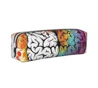 HEBSDFG Left and Right Brain Advantage Prints Leather Pencil Case & Cosmetic Pouch, Minimalist Zippered Organiser for School Office Travel Stylish Gifting