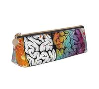 HEBSDFG Left and Right Brain Advantage Prints Triangle Pencil Case & Cosmetic Pouch, PVC Leather Zippered Organiser for School Office Travel Stylish Gifting