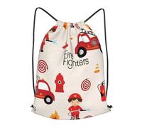 HEBSDFG Little Boys and Girls in FireFighters Prints Drawstring Backpack for Women Men Adjustable String Bag Sackpack for Sport Gym Bags Shopping Beach, S