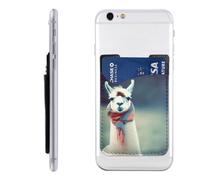 HEBSDFG Llama in A Scarf Printed Phone Card Holder Wallet, 3M Adhesive Stick on Phone Wallet Case for iPhone and Android