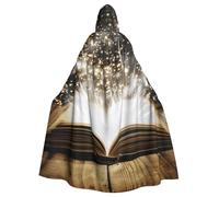 HEBSDFG magic book Printed Hooded Cloak Halloween Christmas Cape Cosplay Costumes for Men Women Adult Costume