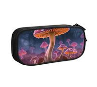 HEBSDFG Magic Mushroom Print Cute Pencil Case Pouch for Boys Girls - Black High Capacity Travel Pen Bag Organizer Makeup Bag for Student School College Office