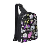HEBSDFG Magic Witch Witchcraft Bohemian Drawing Pattern Crossbody Shoulder Sling Pack Water-Resistant Messenger Chest Bag Zipper Sling Bag for School, Travel & Work