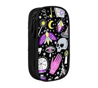 HEBSDFG Magic Witch Witchcraft Bohemian Drawing Print Pencil Case, Black High-Capacity Pen Pencil Pouch Stationery Organizer with Pen Slots & Pouches for School Travel Makeup