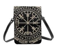 HEBSDFG Magical Design Norse Runes Compass Printed Phone Crossbody Bag PU Leather Mobile Wallet Bags for Men Women Cell Phone Purse with Adjustable Straps