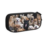 HEBSDFG Many Dogs Print Cute Pencil Case Pouch for Boys Girls - Black High Capacity Travel Pen Bag Organizer Makeup Bag for Student School College Office