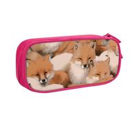 HEBSDFG Many Foxes Print Cute Pencil Case Pouch for Boys Girls - Pink High Capacity Travel Pen Bag Organizer Makeup Bag for Student School College Office