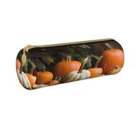 HEBSDFG Maple Leaves Prints Round Pencil Case & Cosmetic Pouch, PVC Leather Zippered Organiser for School Office Travel Stylish Gifting