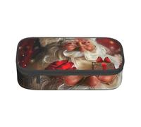 HEBSDFG Merry Christmas Santa Claus Print Pencil Case Large Pen Bag Cute Compartment Desk Organizer Make up Bag for School, Office, Makeup, Travel