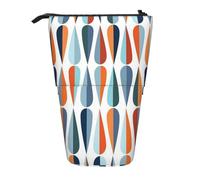 HEBSDFG Mid Century Modern Retro with Drop Shapes Prints Retractable Pencil Case & Cosmetic Pouch, Big Stationery Bag Pen Box for School Office Travel
