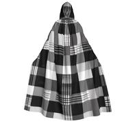 HEBSDFG Monochrome Plaid Printed Unisex Hooded Cloak Halloween Christmas Cape Cosplay Costumes for Men Women Adult Costume