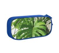 HEBSDFG Monstera Deliciosa Banana Palm Print Cute Pencil Case Pouch for Boys Girls - Blue High Capacity Travel Pen Bag Organizer Makeup Bag for Student School College Office