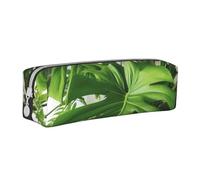 HEBSDFG Monstera Deliciosa Banana Palm Prints Leather Pencil Case & Cosmetic Pouch, Minimalist Zippered Organiser for School Office Travel Stylish Gifting