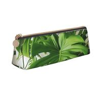HEBSDFG Monstera Deliciosa Banana Palm Prints Triangle Pencil Case & Cosmetic Pouch, PVC Leather Zippered Organiser for School Office Travel Stylish Gifting