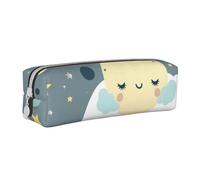 HEBSDFG Moon Cloud Star Prints Leather Pencil Case & Cosmetic Pouch, Minimalist Zippered Organiser for School Office Travel Stylish Gifting