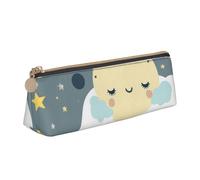 HEBSDFG Moon Cloud Star Prints Triangle Pencil Case & Cosmetic Pouch, PVC Leather Zippered Organiser for School Office Travel Stylish Gifting