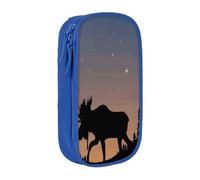 HEBSDFG Moose Mountain Pine Tree Wilderness Print Pencil Case, Blue High-Capacity Pen Pencil Pouch Stationery Organizer with Pen Slots & Pouches for School Travel Makeup