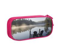 HEBSDFG Morning at The Lake Print Cute Pencil Case Pouch for Boys Girls - Pink High Capacity Travel Pen Bag Organizer Makeup Bag for Student School College Office