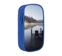 HEBSDFG Morning at The Lake Print Pencil Case, Blue High-Capacity Pen Pencil Pouch Stationery Organizer with Pen Slots & Pouches for School Travel Makeup