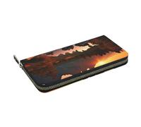 HEBSDFG Mountain View at Sunrise Printed Long Wallet for Men and Women PU Leather Hand Purse with Card Holder, Zipper Closure