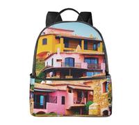 HEBSDFG mountain village Prints Lightweight School Backpack, Cute School Bag Laptop Rucksack Backpack Stylish Casual Daypacks Travel Backpack