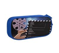 HEBSDFG Movies Clapperboard Print Cute Pencil Case Pouch for Boys Girls - Blue High Capacity Travel Pen Bag Organizer Makeup Bag for Student School College Office