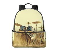 HEBSDFG Music Drum in Field Prints School Bag Bookbag Laptop Backpack Stylish Lightweight Backpack Travel Backpack for Kids Students Boys Girls