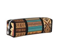 HEBSDFG Native American Patterns Prints Leather Pencil Case & Cosmetic Pouch, Minimalist Zippered Organiser for School Office Travel Stylish Gifting