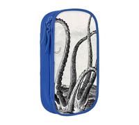 HEBSDFG Nautical Octopus Print Pencil Case, Blue High-Capacity Pen Pencil Pouch Stationery Organizer with Pen Slots & Pouches for School Travel Makeup