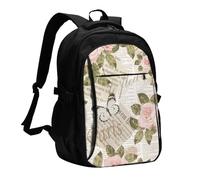 HEBSDFG Newspaper Roses Print Laptop Travel Backpack for Mens Womens 13-16 Inch Computer Business Backpacks for School Hiking Work Outdoor