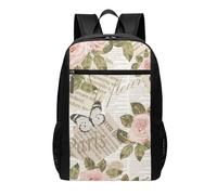 HEBSDFG Newspaper Roses Printed Travel Laptop Backpack for Men Women, Large Capacity Business Rucksack with Anti-Theft Pockets Daypack for School, Work & Outdoor