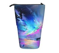 HEBSDFG Northern Lights Painting Prints Retractable Pencil Case & Cosmetic Pouch, Zippered Stationery Bag Pen Box for School Office Travel