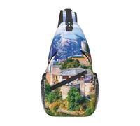 HEBSDFG Old Europe Bridge Pattern Sling Backpack Funny Messenger Chest Bag Zipper Sling Bag for School, Travel & Work