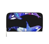 HEBSDFG Orca Killer Whale Printed Long Wallet for Men and Women PU Leather Hand Purse with Card Holder, Zipper Closure