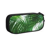 HEBSDFG Palm Leaves Green Shades Print Cute Pencil Case Pouch for Boys Girls - Black High Capacity Travel Pen Bag Organizer Makeup Bag for Student School College Office