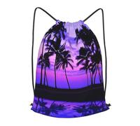 HEBSDFG Palm Tree Purple Sunset Prints Drawstring Backpack for Women Men Adjustable String Bag Sackpack for Sport Gym Bags Shopping Beach, M