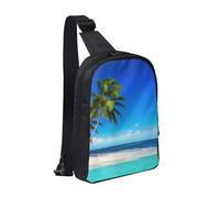 HEBSDFG Palm Trees and Clear Sea Pattern Crossbody Shoulder Sling Pack Water-Resistant Messenger Chest Bag Zipper Sling Bag for School, Travel & Work