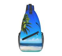 HEBSDFG Palm Trees and Clear Sea Pattern Sling Backpack Funny Messenger Chest Bag Zipper Sling Bag for School, Travel & Work