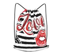 HEBSDFG Paris Eiffel Tower Heart Prints Drawstring Backpack for Women Men Adjustable String Bag Sackpack for Sport Gym Bags Shopping Beach, S