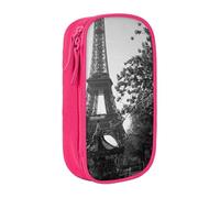 HEBSDFG Paris Tower Print Pencil Case, Pink High-Capacity Pen Pencil Pouch Stationery Organizer with Pen Slots & Pouches for School Travel Makeup
