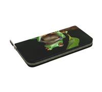 HEBSDFG Peace Tree Frog Printed Long Wallet for Men and Women PU Leather Hand Purse with Card Holder, Zipper Closure