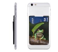 HEBSDFG Peace Tree Frog Printed Phone Card Holder Wallet, 3M Adhesive Stick on Phone Wallet Case for iPhone and Android