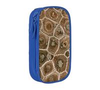 HEBSDFG Petoskey Stone Pattern Print Pencil Case, Blue High-Capacity Pen Pencil Pouch Stationery Organizer with Pen Slots & Pouches for School Travel Makeup
