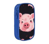 HEBSDFG Pink Cute Animals Face Print Pencil Case, Blue High-Capacity Pen Pencil Pouch Stationery Organizer with Pen Slots & Pouches for School Travel Makeup