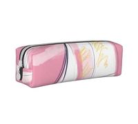 HEBSDFG Pink Sketch Sailing Prints Leather Pencil Case & Cosmetic Pouch, Minimalist Zippered Organiser for School Office Travel Stylish Gifting