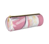 HEBSDFG Pink Sketch Sailing Prints Round Pencil Case & Cosmetic Pouch, PVC Leather Zippered Organiser for School Office Travel Stylish Gifting
