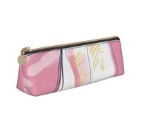 HEBSDFG Pink Sketch Sailing Prints Triangle Pencil Case & Cosmetic Pouch, PVC Leather Zippered Organiser for School Office Travel Stylish Gifting