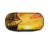 HEBSDFG Pirate Ship in The Sunset Prints Pencil Case Cute Stationery Case Organiser with Pen Slots for School Travel Office Gifts