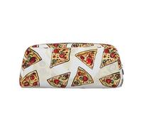 HEBSDFG Pizza Pattern Printed Pencil Case with Silver Zipper, Crosshatch Leather Makeup Bag, Pen Pouch Organiser for School, Office & Travel